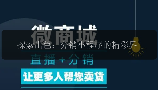 探索出色：分销小程序的精彩界